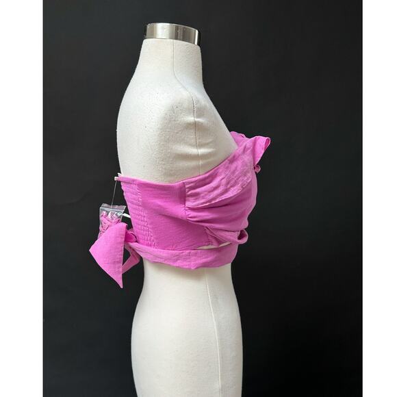 NEW Anthropologie Pink Ruffle Wrap and Tie Crop Tube Top (S) - Picture 4 of 12